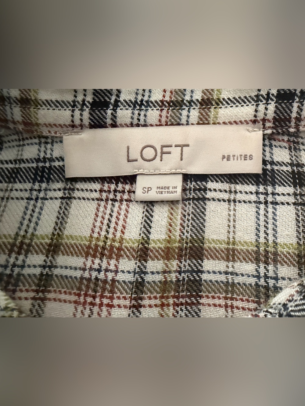 LOFT Plaid Button-Down Midi Babydoll Shirt Dress SP Dark Academia Preppy Fall - Picture 2 of 9
